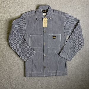 Stan Ray Jacket Mens XS Blue Pinstripe Chore Natural Drill Workwear UO USA NWT